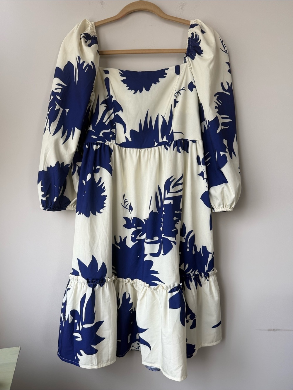 Sunday Up Blue Floral Babydoll Dress,  Size Medium